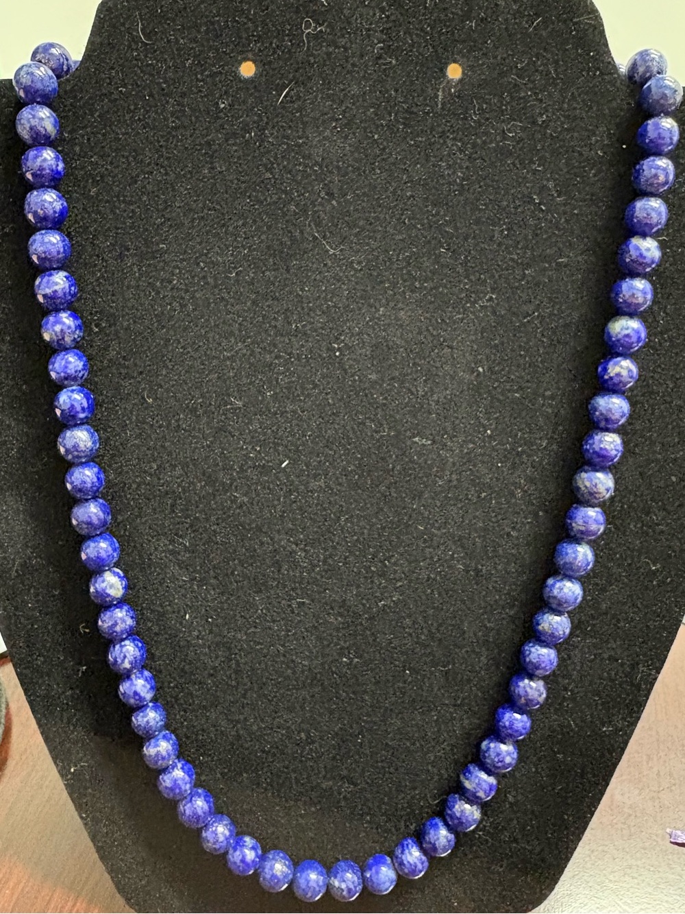 Lapis Lazuli and Sterling Silver 24 inch beaded necklace
